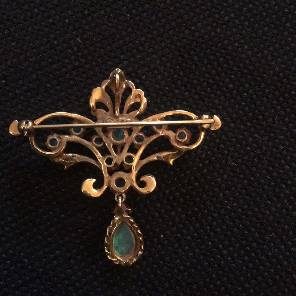 Vintage opal brooch & earrings - Picture 3 of 7